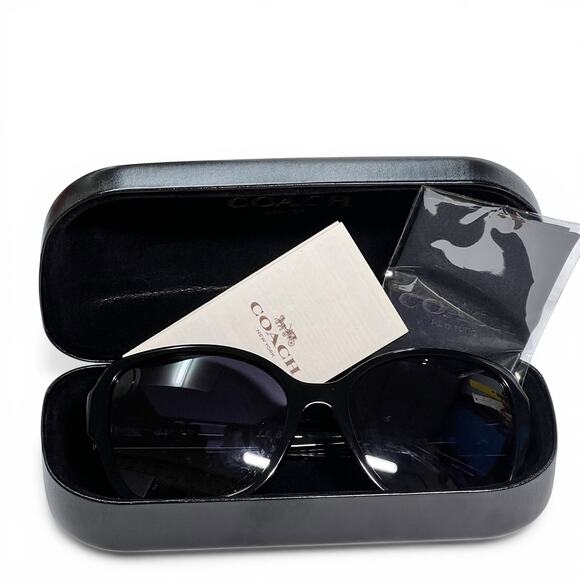 NIB Coach HC8166 (L154) Gisele Women’s Butterfly Sunglasses Black Crystal Mosaic - Picture 9 of 9
